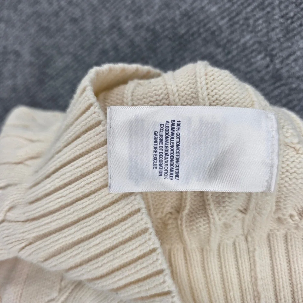 Polo Ralph Lauren Kids Cream Cable Knit Cotton Sweater Navy Pony 3/3T Pullover